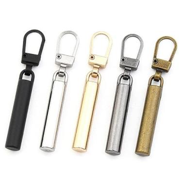 Imagem de 10 peças de puxadores de zíper de metal destacáveis para sliders aba de puxar a cabeça, sacos de costura faça você mesmo, kits de reparo de zíperes de jaqueta (ouro)