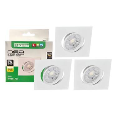 Imagem de 3 Spot Led Neo Embutir Quadrado 5W Luz Quente 3000k Taschibra