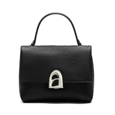 Imagem de LA FESTIN Bolsas transversais femininas pequenas de couro com alça ajustável, Couro preto