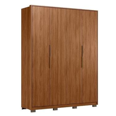 Imagem de Guarda Roupa Casal Attore 4 Portas Nogueira Touch com pés Demóbile - Demartêz
