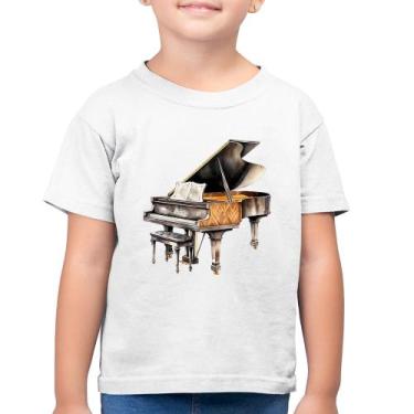 Imagem de Camiseta Algodão Infantil Piano Arte - Foca na Moda, Branco, 6