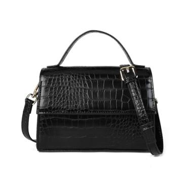 Imagem de Gladdon Bolsa transversal de couro pequena para mulheres modernas bolsas de ombro com alça superior, Preto, Small