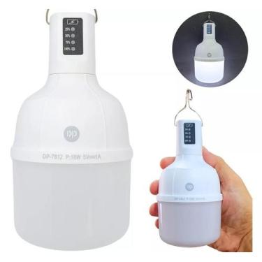 Imagem de Lampada Led 48W Branca Fria Forte Lampião Recarregavel Luz Barraca Sal