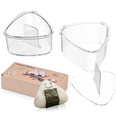 Imagem de 2 peças de molde de bola de arroz Onigiri preto transparente, máquina de molde de bola de arroz triangular, molde de prensa de sushi para almoço infantil Bento, antiaderente, livre de BPA