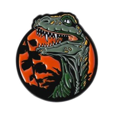 Imagem de Broches De Esmalte Com Tema De Dinossauro Cartoon Com Chapéu De Cowboy