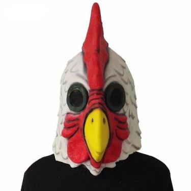 Imagem de Máscara de Halloween White Latex Rooster Mad Chicken Cockerel Adult - 