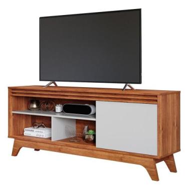 Imagem de Rack Bancada Grécia 180cm para TV até 55 - Permóbili, Cinamomo/Off Whi