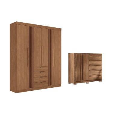 Imagem de Guarda Roupa +cômoda 2 Peças Qc297 Jatobá - Santos Andirá