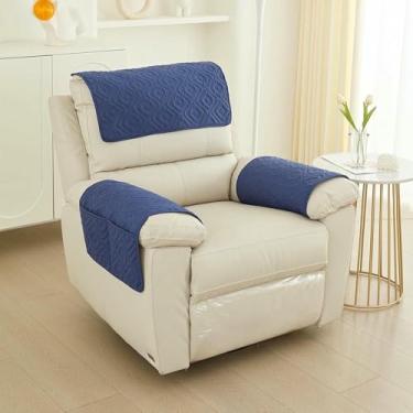 Imagem de Conjunto de 3 peças de capas protetoras para braços de sofá e poltrona reclinável, em tecido resistente com bolso lateral. Ideal para sofás, poltronas e sofás de dois lugares.