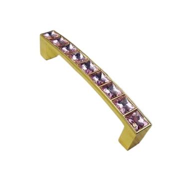 Imagem de CXYFQUUK Puxador de diamante de vidro cristal para móveis porta deslizante guarda-roupa armários de cozinha puxador de armário 2 peças (rosa 96 mm)