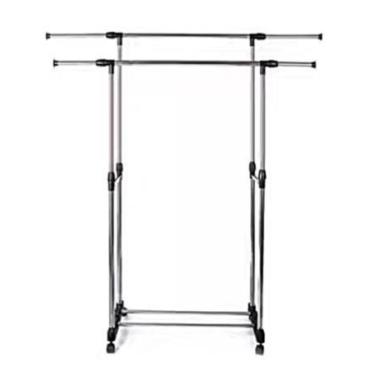 Imagem de Arara Dupla Inox Sapateira Cabideiro Prateleiras Extensível - Yeet