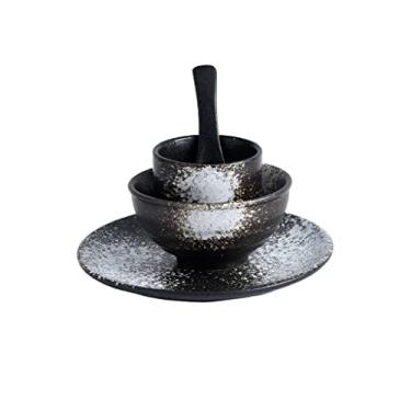 Imagem de Tigela de ramen de cerâmica japonesa, chávena de chá, colher de arroz, conjunto de pratos de jantar domésticos, tigela de sopa, pratos de pastelaria vintage, (cor: B, tamanho: 1 conjunto) (A 1