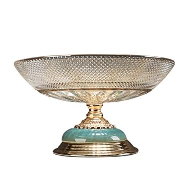 Imagem de Tigela de frutas moderna de vidro para decoração de sala de estar para casa prato de doces transparente base de metal cerâmica criativa prato de frutas cesta de frutas
