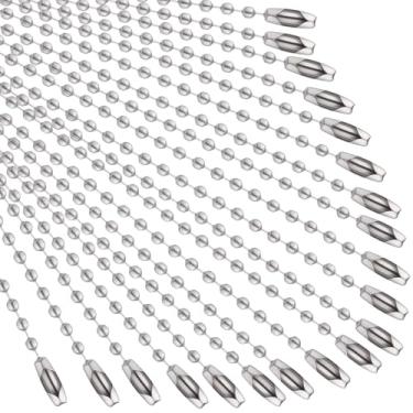 Imagem de Hicarer Pacote com 200 chaveiro de contas coloridas correntes de metal penduradas colar conector para pendurar ornamento etiqueta de joias (prata)