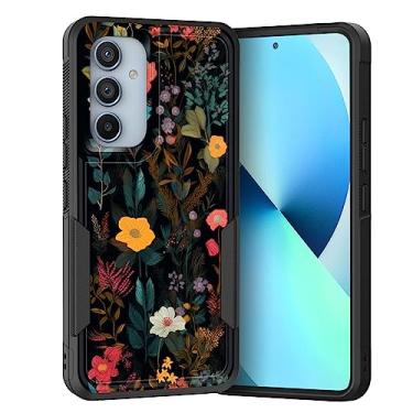 Imagem de KJFHDJFDH Capa para Galaxy A54 5G, camada dupla, híbrida, resistente, à prova de choque, policarbonato rígido + capa protetora de silicone macio para Samsung Galaxy A54 5G, linda floral