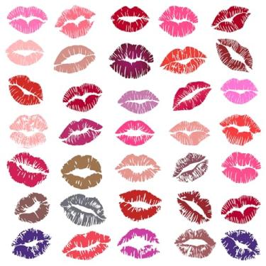 Imagem de MEFOSS Adesivos de parede Lipstick Kiss, decalques de parede com boca de lábios femininos, peeling e cola, vinil removível, para decoração de salão de beleza de quarto