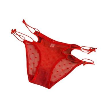 Imagem de Calcinhas Sexy Femininas De Cintura Baixa Em Renda E Malha Com Alças, 
