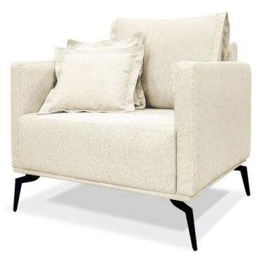 Imagem de Poltrona Sala De Estar Liv 1 Lugar Pes Aço Linho Natural Ezz Natural -