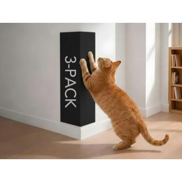 Imagem de Tapete autoadesivo para gatos, arranhador de escalada DIY para torre de gato, sofá e protetor de móveis, almofadas de substituição (preto, 50 x 29 cm), pacote com 3