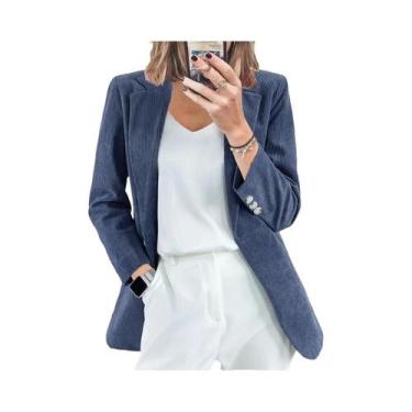 Imagem de Cardigã Feminino Slim Fit Em Veludo Cotelê Liso Estilo Casual Europeu 