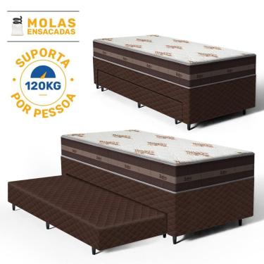 Imagem de Cama Box com Colchao D Angelis de Molas Solteiro Classic + Auxiliar de Espuma Unique Solteiro 88cm