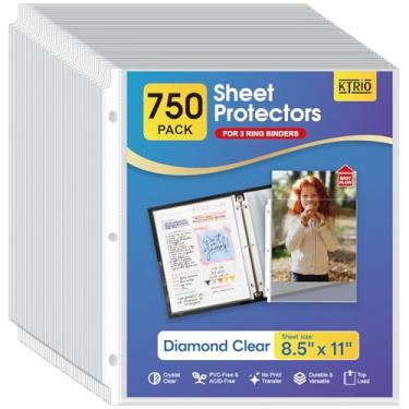 Imagem de KTRIO Pacote com 750 protetores de lençol 21,5 x 28 cm, protetor de página transparente para fichário, mangas de plástico para fichários, folhas de papel com carregamento superior, tamanho carta,