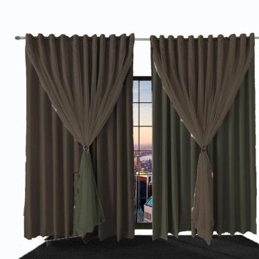 Imagem de Cortina Blackout 6,10X2,80 Sala E Quarto Blecaute Ana Marrom