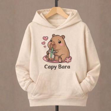 Imagem de Moletom Canguru Infantil Estampa Capy Bara 1032 Moderno Estiloso Tendê
