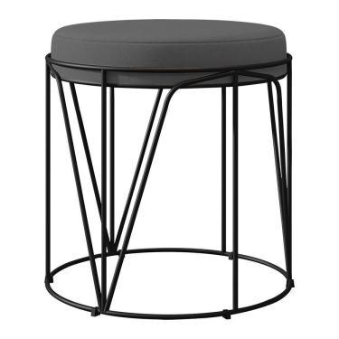 Imagem de Puff Aramado Preto Zaya L02 Suede Cinza