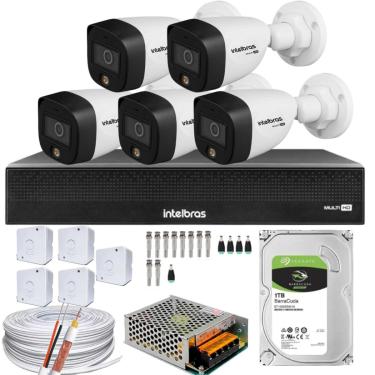 Imagem de 05 Câmeras Intelbras VHD 1220B Full Color Dvr 8ch 1008-c C/hd 1TB