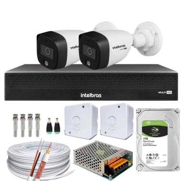 Imagem de Kit 2 Câmeras Full Color 1220B Dvr Intelbras 4 canais 1004-c C/HD 1TB