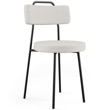 Imagem de Kit 06 Cadeiras Decorativas Estofada Para Sala De Jantar Barcelona L02 Bouclê Cru - Lyam Decor