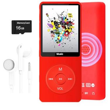Imagem de Leitor de MP3, reprodutor de música com cartão micro SD de 16 GB, altifalante integrado, reprodução de fotos, vídeo, rádio FM, gravador de voz, leitor de livros eletrónicos, suporta até 128