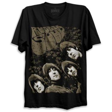 Imagem de Camiseta Preta Banda The Beatles Rubber Soul Bomber Rock, G1