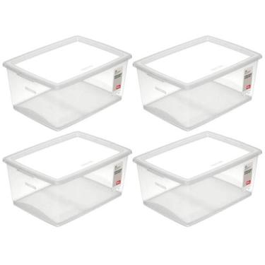 Imagem de Kit 4 Caixas Organizadoras com Tampa Click 30L Empilháveis d - Ordene