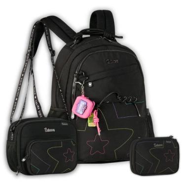 Imagem de Kit Mochila Costas Luluca Lancheira 2 em 1 E Estojo Box Teen, Preto