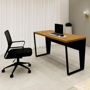 Imagem de Escrivaninha 1,50m x 0,60m Pés Metal e Cadeira Diretor F5 - F5 Office,