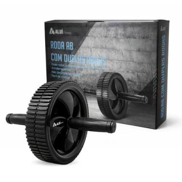 Imagem de Roda Dupla Abdominal Preto Exercícios Treino Funcional Aluí - Aluí Fit