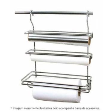 Imagem de Porta rolos triplo cromado - UTENSÍLIOS PREMIUM
