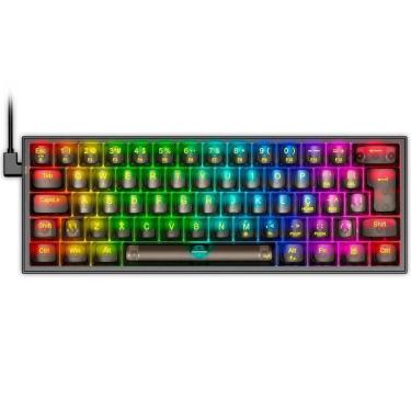 Imagem de Teclado Mecânico Gamer Redragon Fizz Clear Black, RGB Chroma Mk.II, Cabo USB-C Removível, ABNT2-Unissex