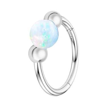 Imagem de Piercing De Nariz Feminino De Opala 18g, Aço Cirúrgico 316L, Argola De