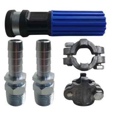 Imagem de Kit Esguicho + Espigões + Abraçadeiras Para Mangueira Lava Auto Jato 1