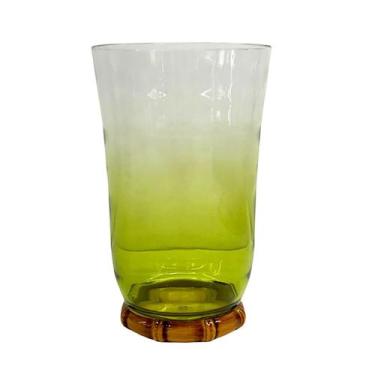 Imagem de Copo Longo Acrílico Rústico em Bambu Verde 480ml - ENTRECASA