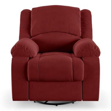Imagem de Poltrona Do Papai Reclinável Sala De Cinema Barcelona Glider Manual Giratória Veludo Vermelho