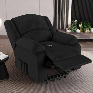 Imagem de Poltrona Do Papai Reclinável Sala De Cinema Barcelona Elevação Lift Elétrico Pu Preto