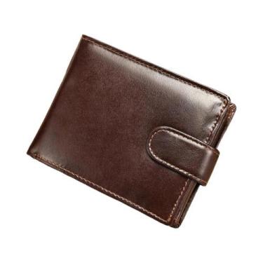 Imagem de Carteira Masculina De Couro Genuíno Com RFID E Bolso Frontal Para Moed