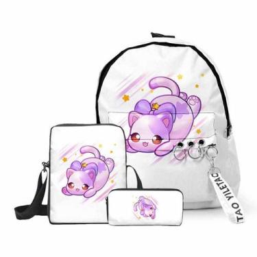 Imagem de Conjunto de mochilas Aphmaus Cats Cartoon Kids School 3 unidades - Yiw