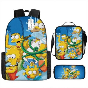 Imagem de Conjunto de mochilas Simpsons Cartoon Kids School, 3 peças de nylon - 