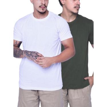 Imagem de Kit 2 Camiseta Basica Camisa Lisa 100% Algodão Masculina Academia Gola