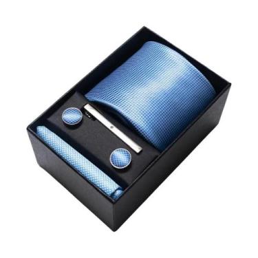 Imagem de Conjunto De Abotoaduras, Gravata E Lenço De Bolso Masculino Listrado R